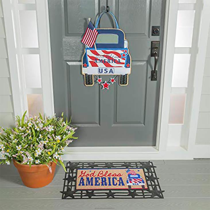 Houseware Plow & Hearth Patriotic Door Decor and Sassafras Mat Set NFLB1967