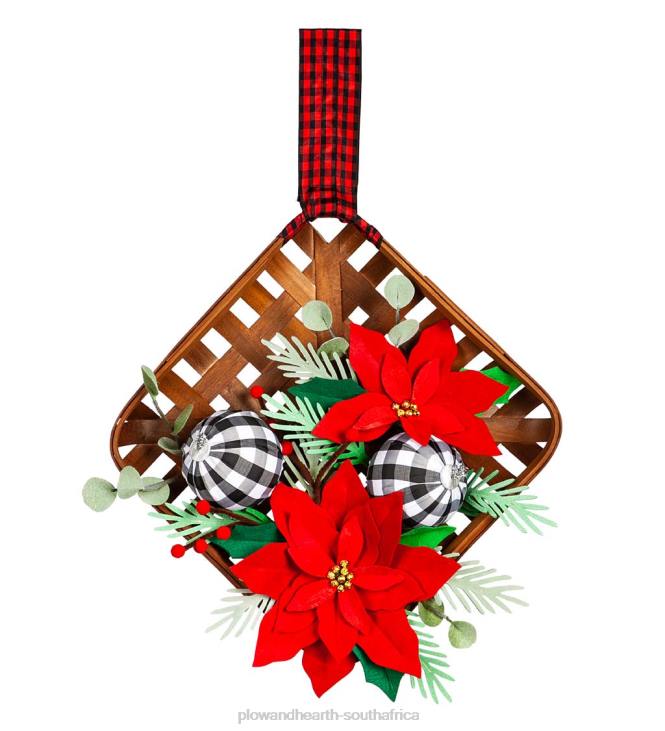 Houseware Plow & Hearth Poinsettia Tobacco Basket Door Decor NFLB2274
