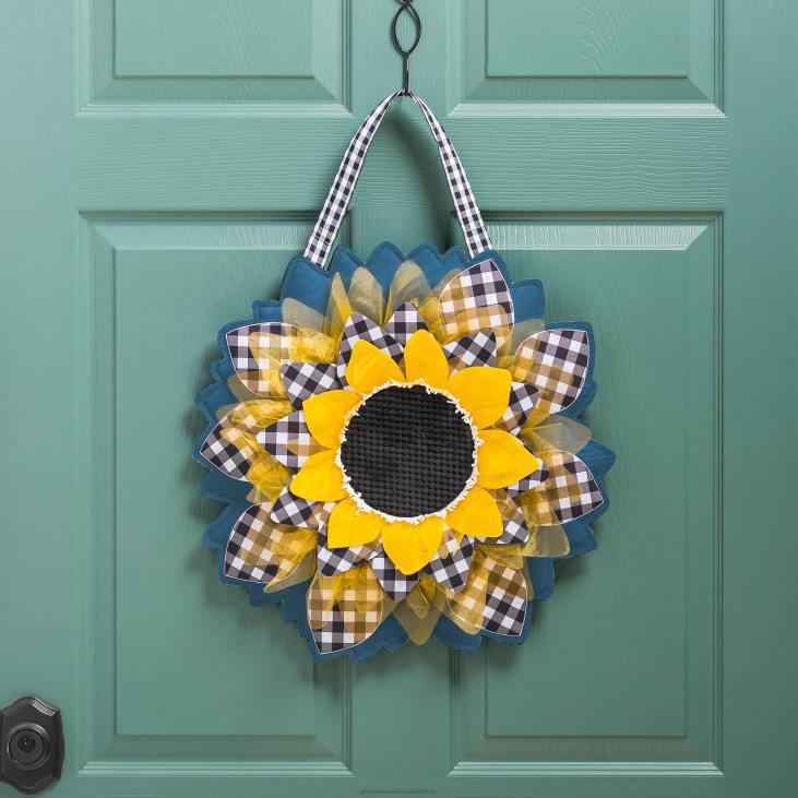 Houseware Plow & Hearth Sunflower with Checks Door Decor NFLB2501