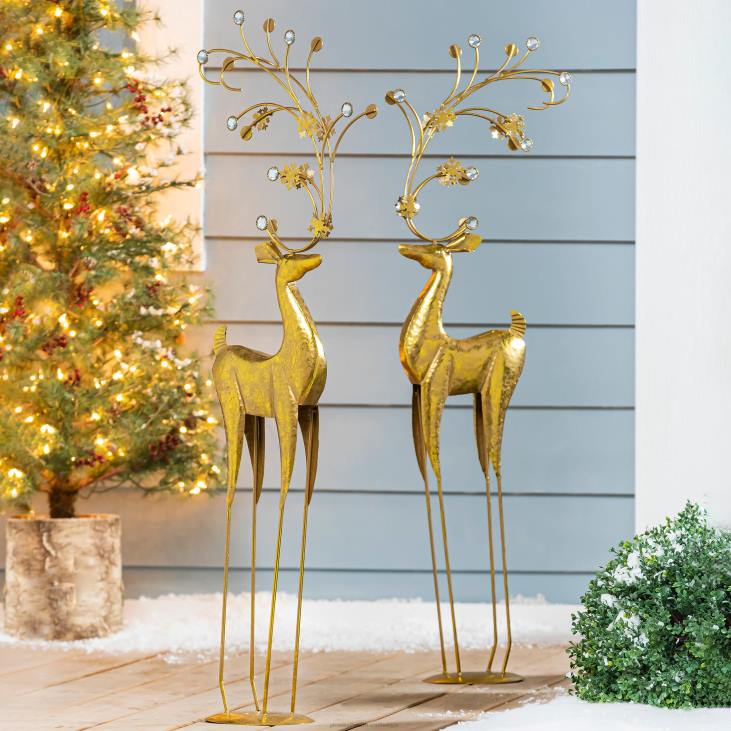 Houseware Plow & Hearth Golden Deer Statues, Set of 2 NFLB1721