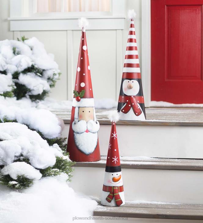 Houseware Plow & Hearth Metal Cone-Shaped Holiday Characters, Set of 3 NFLB1717