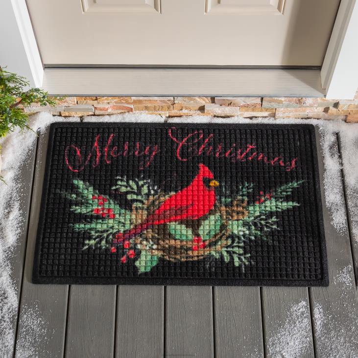 Houseware Plow & Hearth Waterhog Merry Christmas Cardinal Indoor/Outdoor Doormat, 2' x 3' NFLB1729