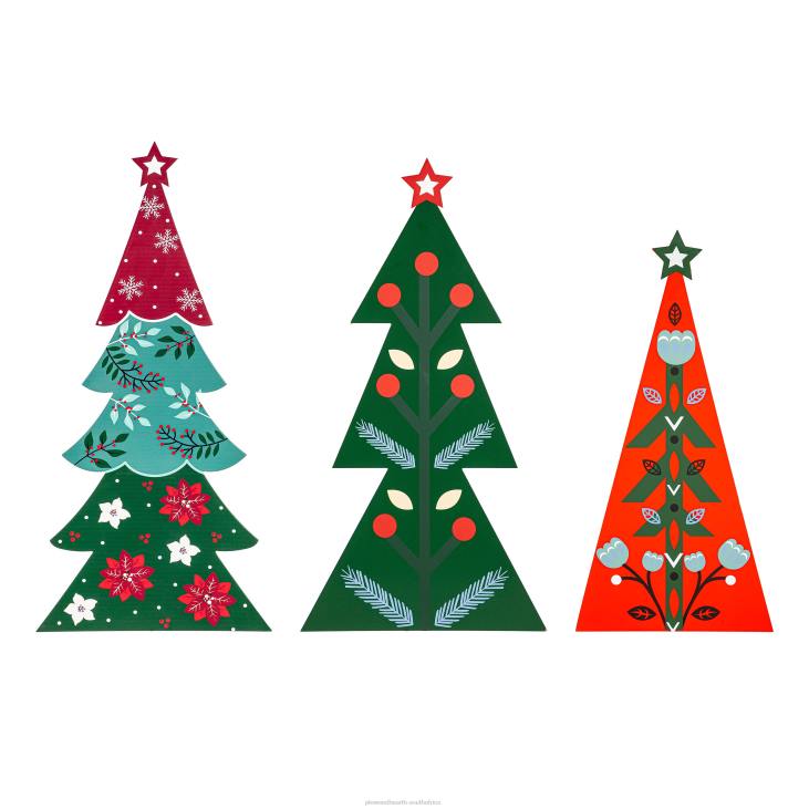 Houseware Plow & Hearth Wooden Nordic Holiday Trees, Set of 3 NFLB1718