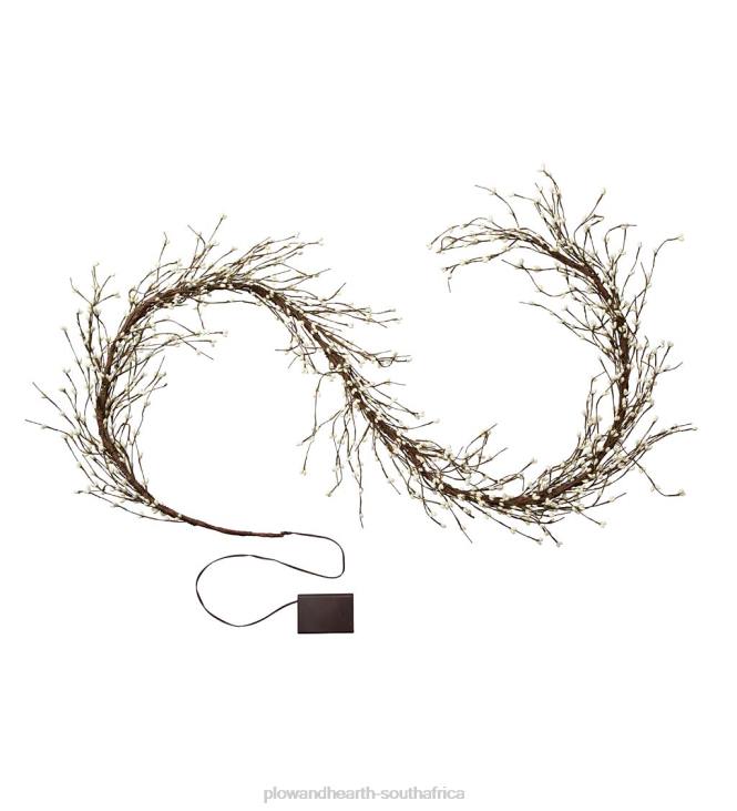 Houseware Plow & Hearth Battery Operated Lighted Holiday Garland - White NFLB1694