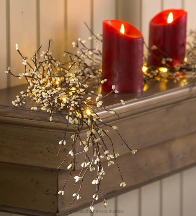 Houseware Plow & Hearth Battery Operated Lighted Holiday Garland - White NFLB1694