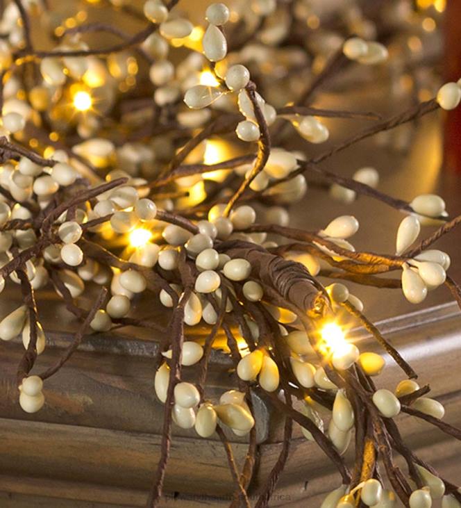 Houseware Plow & Hearth Battery Operated Lighted Holiday Garland - White NFLB1694