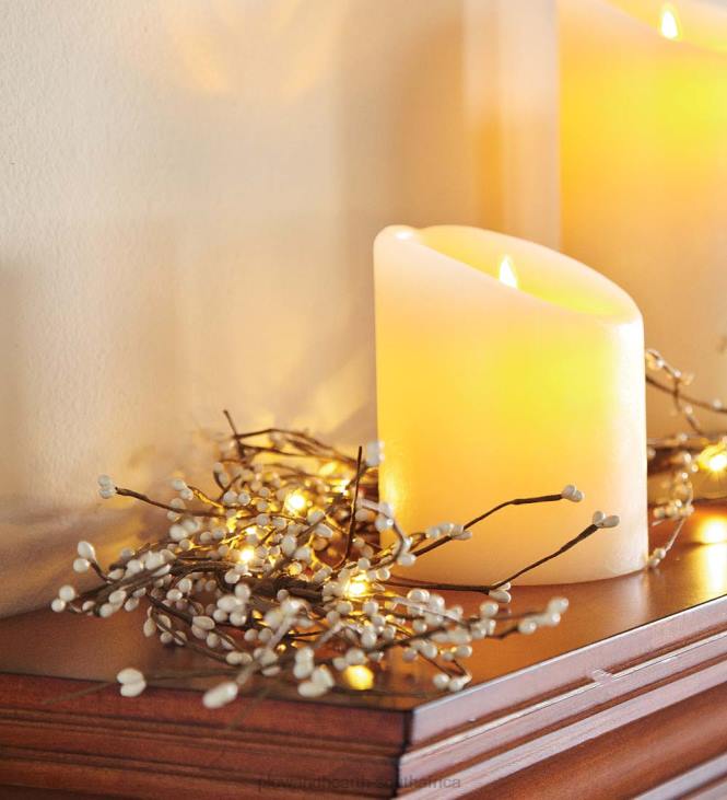 Houseware Plow & Hearth Battery Operated Lighted Holiday Garland - White NFLB1694