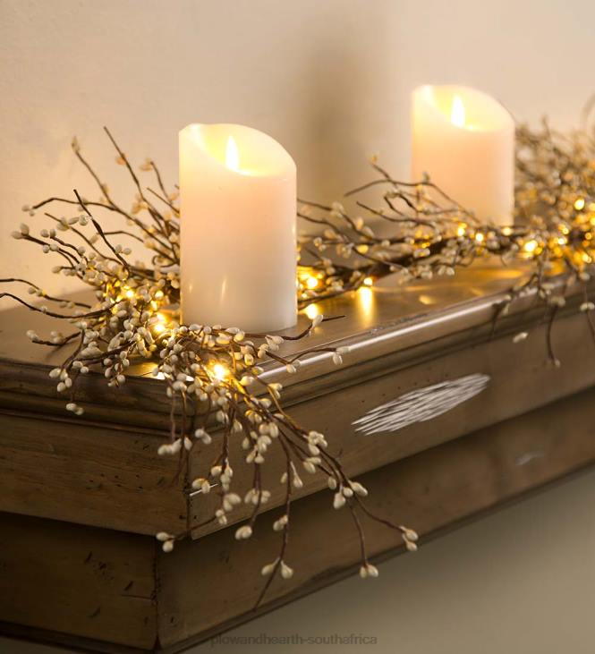 Houseware Plow & Hearth Battery Operated Lighted Holiday Garland - White NFLB1694