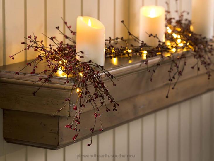 Houseware Plow & Hearth Battery Operated Lighted Holiday Garland - White NFLB1694