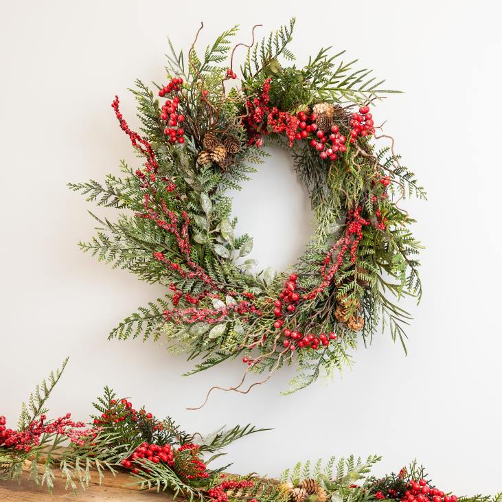 Houseware Plow & Hearth Chesterfield Iced Pines Holiday Wreath NFLB1696