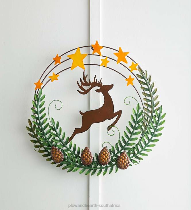 Houseware Plow & Hearth Deer and Stars Metal Wreath NFLB1708