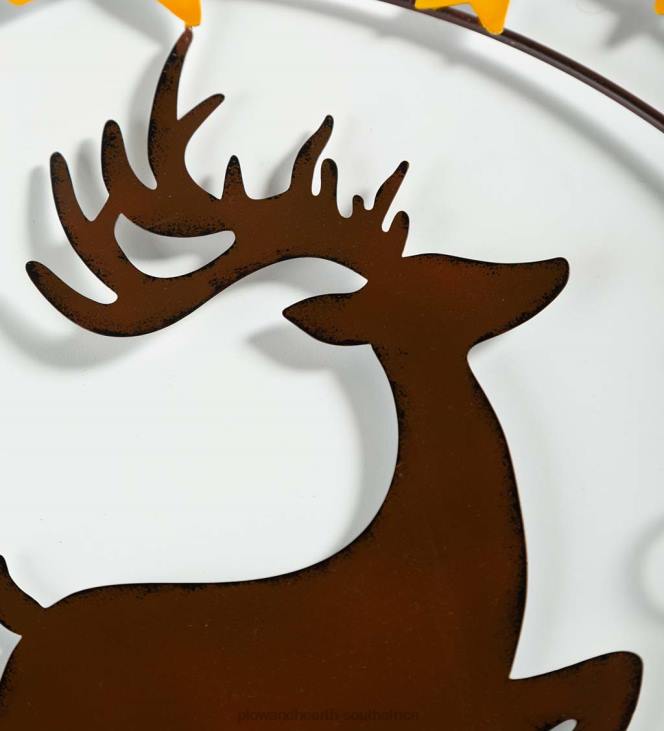 Houseware Plow & Hearth Deer and Stars Metal Wreath NFLB1708