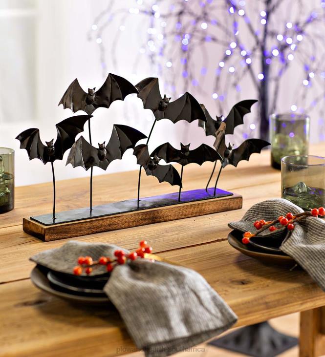 Houseware Plow & Hearth Handmade Halloween Bat Metal Centerpiece Accent NFLB1715