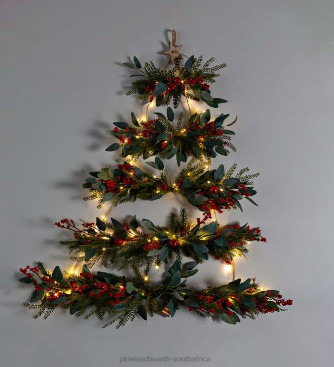 Houseware Plow & Hearth Lighted Hanging Wall Christmas Tree NFLB1698