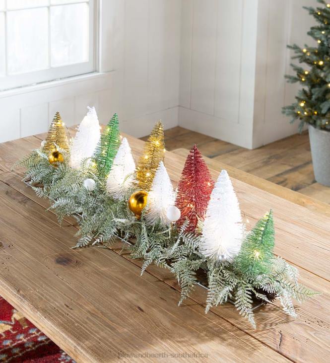 Houseware Plow & Hearth Lighted Holiday Centerpiece with Bottle Brush Trees NFLB1706