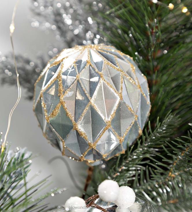 Houseware Plow & Hearth Lighted Silver Evergreen Holiday Garland NFLB1707