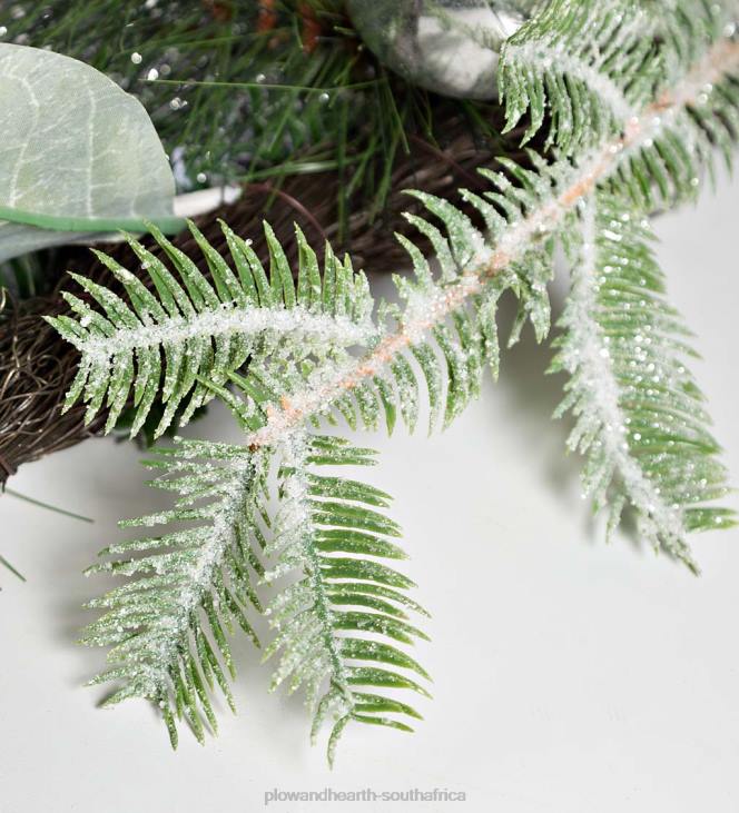 Houseware Plow & Hearth Lighted Silver Evergreen Holiday Garland NFLB1707