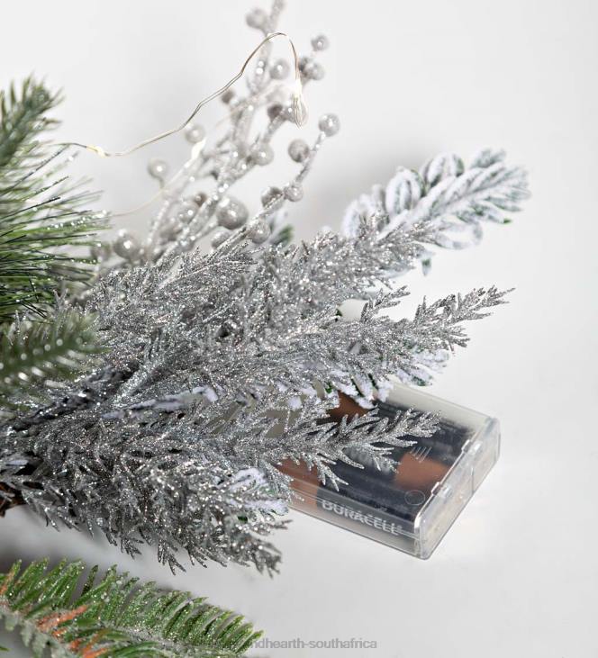 Houseware Plow & Hearth Lighted Silver Evergreen Holiday Garland NFLB1707