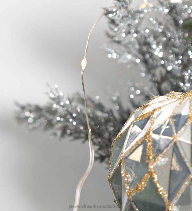 Houseware Plow & Hearth Lighted Silver Evergreen Holiday Garland NFLB1707