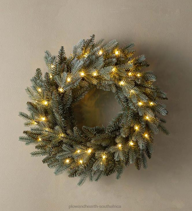 Houseware Plow & Hearth Misty Pine Lighted Holiday Wreath NFLB1709