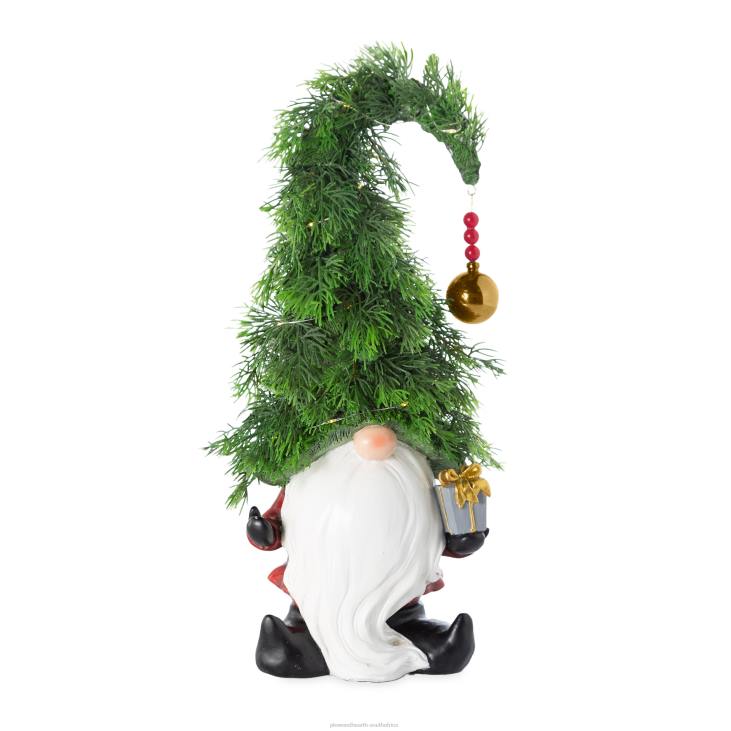 Houseware Plow & Hearth Holiday Lighted Christmas Tree Garden Gnome with Gift NFLB1683