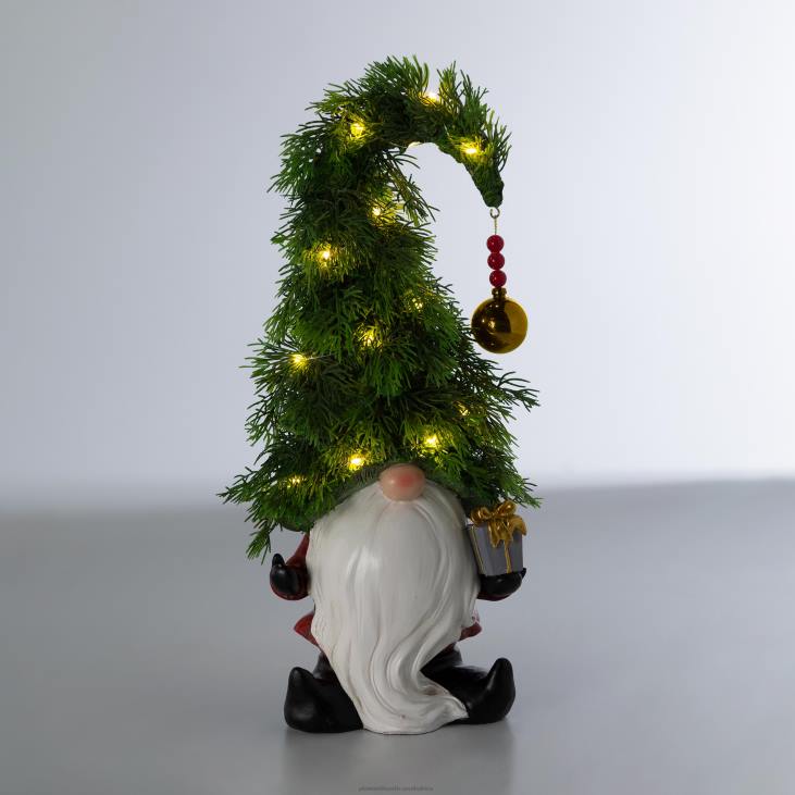 Houseware Plow & Hearth Holiday Lighted Christmas Tree Garden Gnome with Gift NFLB1683