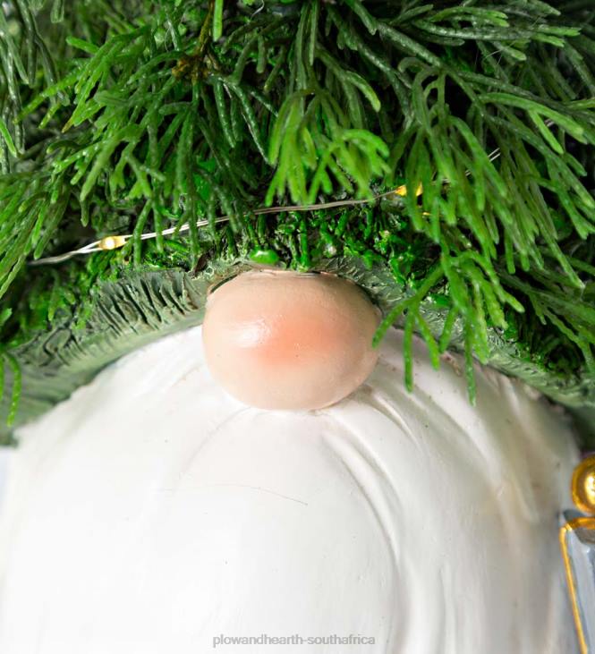 Houseware Plow & Hearth Holiday Lighted Christmas Tree Garden Gnome with Gift NFLB1683