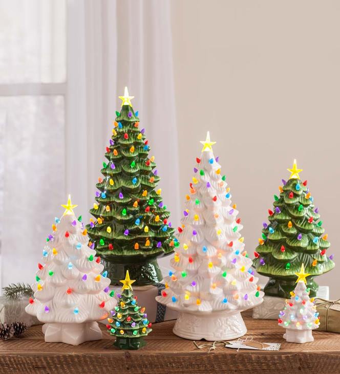 Houseware Plow & Hearth Indoor/Outdoor Battery-Operated Lighted Ceramic Christmas Tree NFLB1688