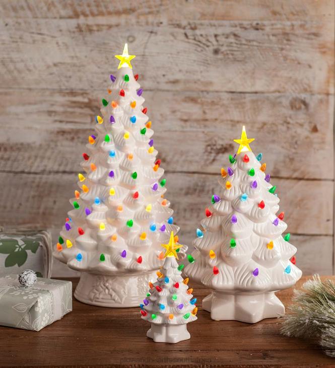 Houseware Plow & Hearth Indoor/Outdoor Battery-Operated Lighted Ceramic Christmas Tree NFLB1688