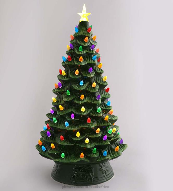 Houseware Plow & Hearth Indoor/Outdoor Battery-Operated Lighted Ceramic Christmas Tree NFLB1688