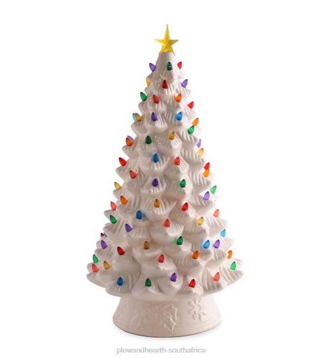 Houseware Plow & Hearth Indoor/Outdoor Battery-Operated Lighted Ceramic Christmas Tree NFLB1688