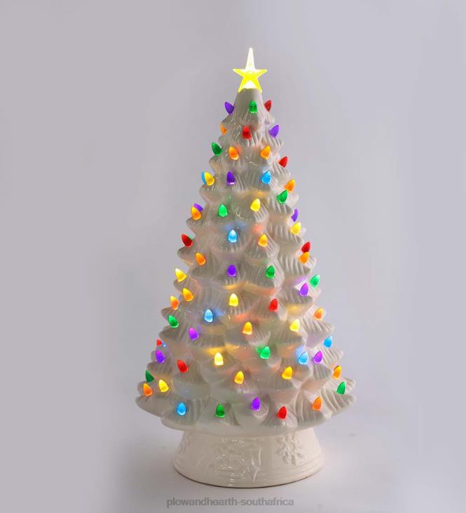 Houseware Plow & Hearth Indoor/Outdoor Battery-Operated Lighted Ceramic Christmas Tree NFLB1688