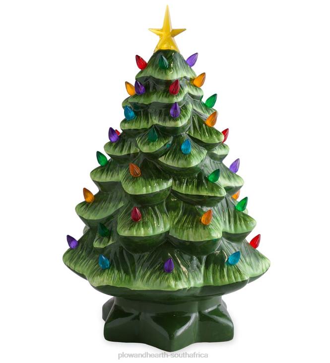 Houseware Plow & Hearth Indoor/Outdoor Battery-Operated Lighted Ceramic Christmas Tree NFLB1688