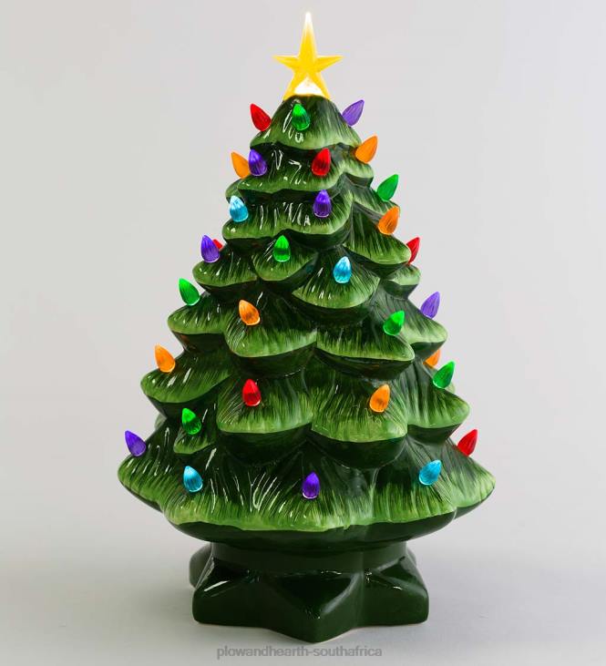 Houseware Plow & Hearth Indoor/Outdoor Battery-Operated Lighted Ceramic Christmas Tree NFLB1688