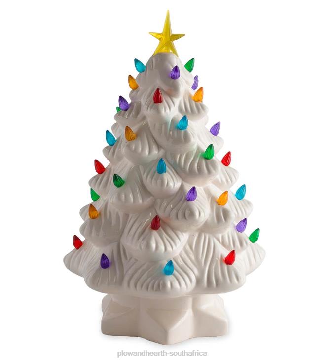 Houseware Plow & Hearth Indoor/Outdoor Battery-Operated Lighted Ceramic Christmas Tree NFLB1688