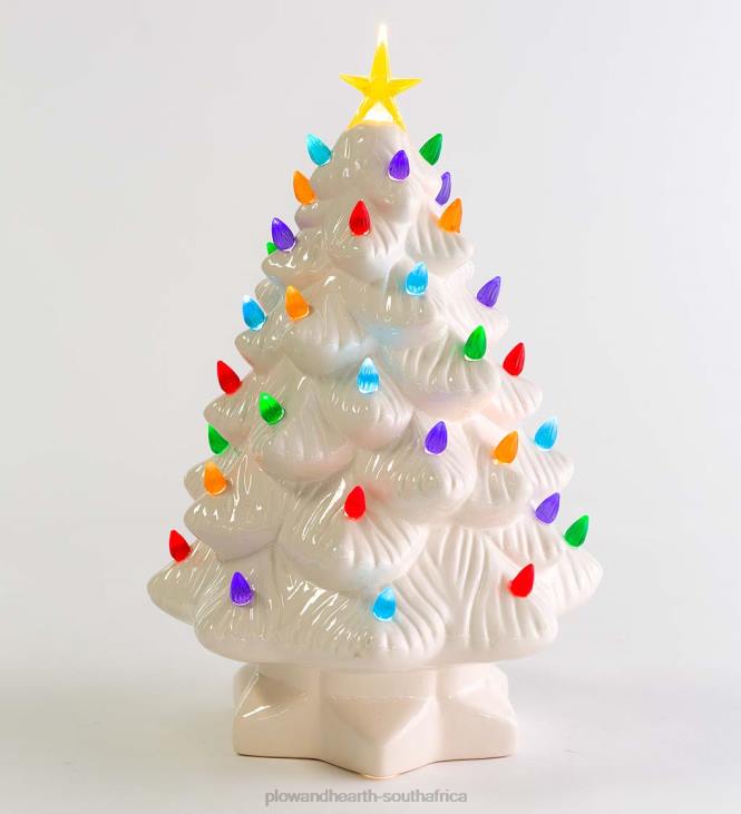 Houseware Plow & Hearth Indoor/Outdoor Battery-Operated Lighted Ceramic Christmas Tree NFLB1688