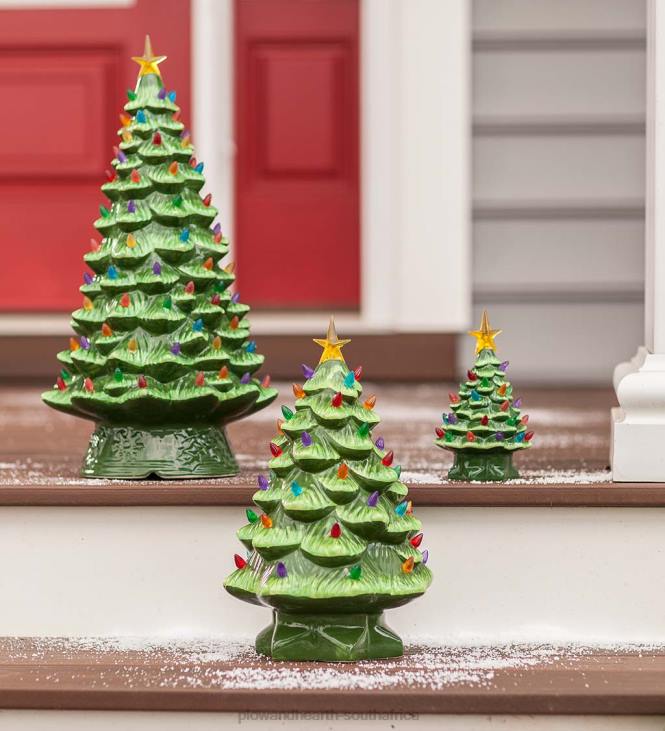 Houseware Plow & Hearth Indoor/Outdoor Battery-Operated Lighted Ceramic Christmas Tree NFLB1688