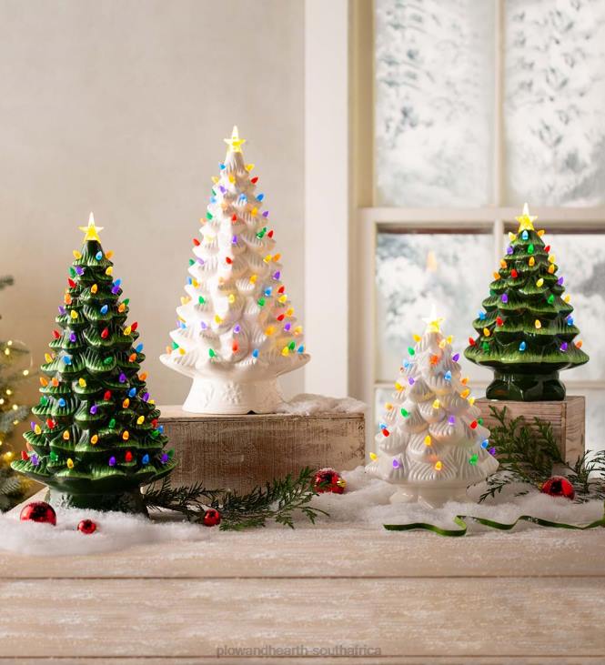 Houseware Plow & Hearth Indoor/Outdoor Battery-Operated Lighted Ceramic Christmas Tree NFLB1688