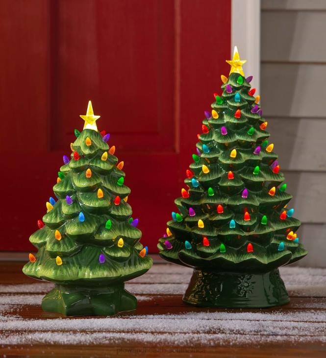 Houseware Plow & Hearth Indoor/Outdoor Battery-Operated Lighted Ceramic Christmas Tree NFLB1688