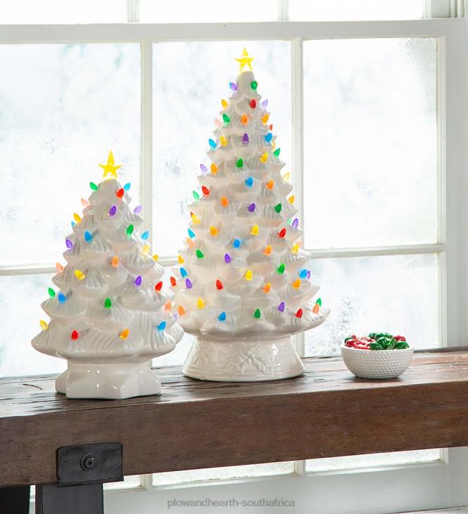 Houseware Plow & Hearth Indoor/Outdoor Battery-Operated Lighted Ceramic Christmas Tree NFLB1688