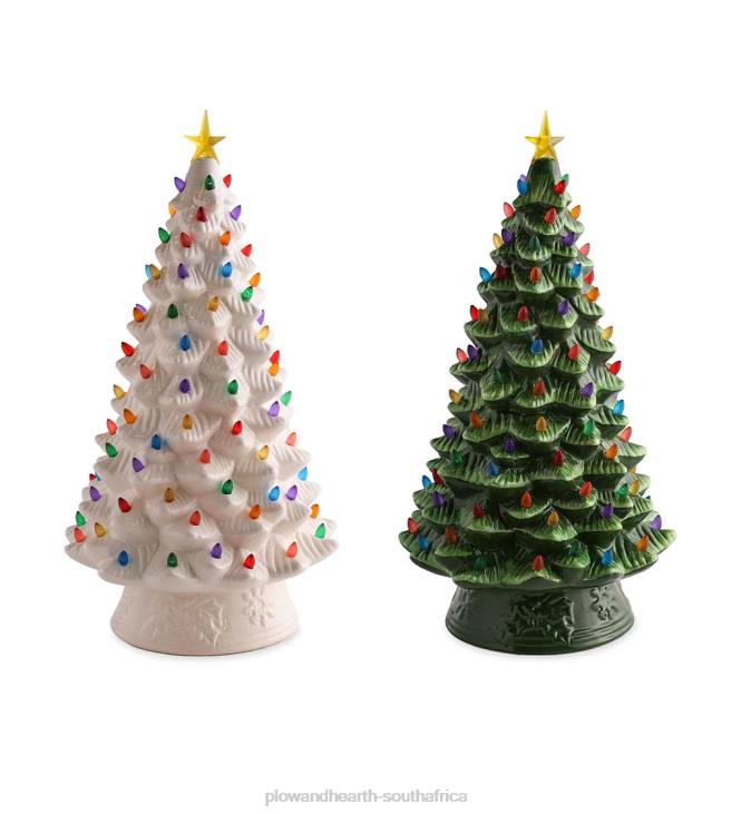 Houseware Plow & Hearth Indoor/Outdoor Battery-Operated Lighted Ceramic Christmas Tree NFLB1688