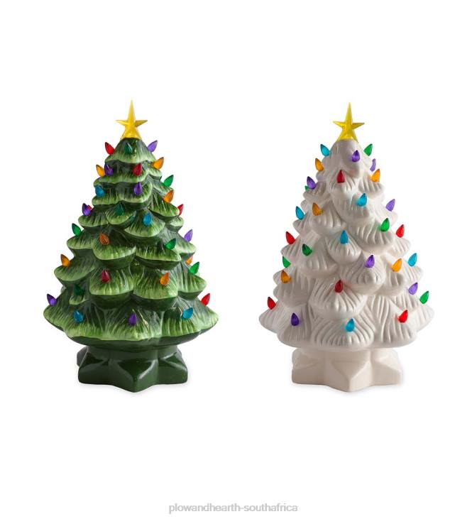 Houseware Plow & Hearth Indoor/Outdoor Battery-Operated Lighted Ceramic Christmas Tree NFLB1688