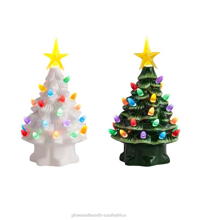 Houseware Plow & Hearth Indoor/Outdoor Battery-Operated Lighted Ceramic Christmas Tree NFLB1688