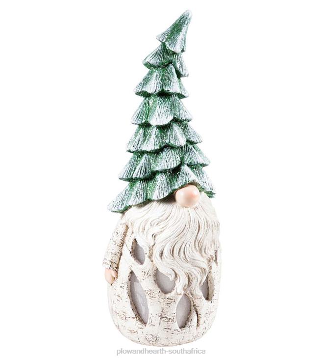 Houseware Plow & Hearth Lighted Birch Garden Gnome With Pine Tree Hat - Pine Green NFLB1685