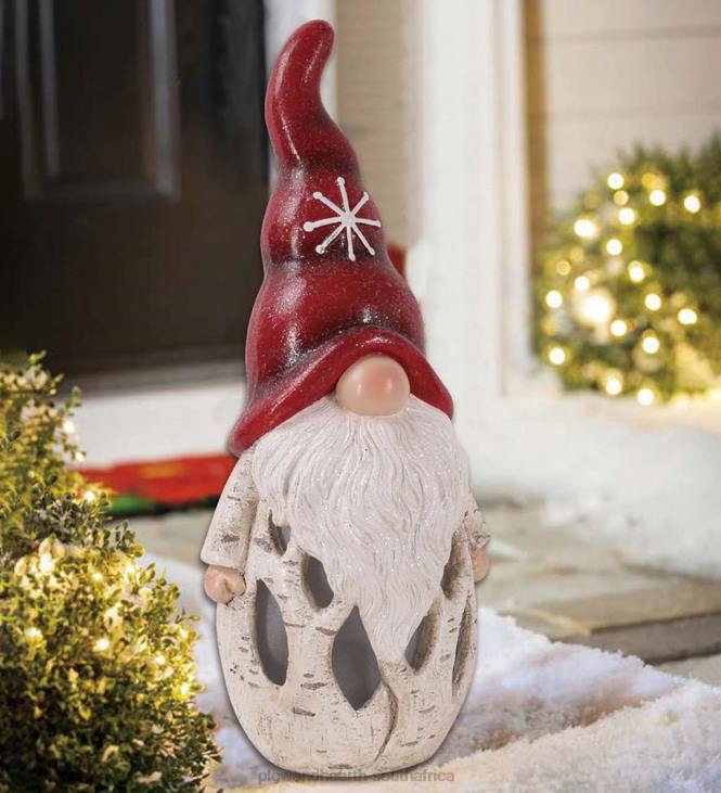 Houseware Plow & Hearth Lighted Birch Garden Gnome With Pine Tree Hat - Pine Green NFLB1685