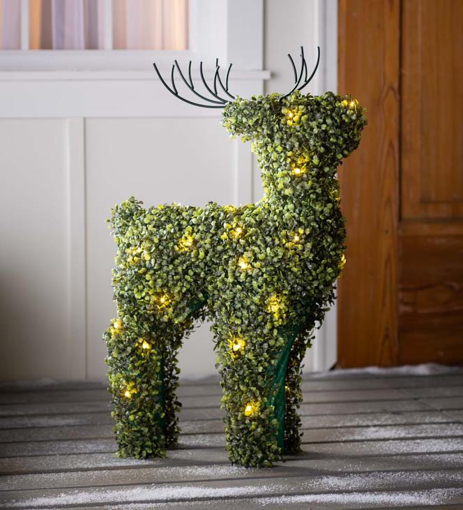 Houseware Plow & Hearth Lighted Boxwood Reindeer Topiary NFLB1686
