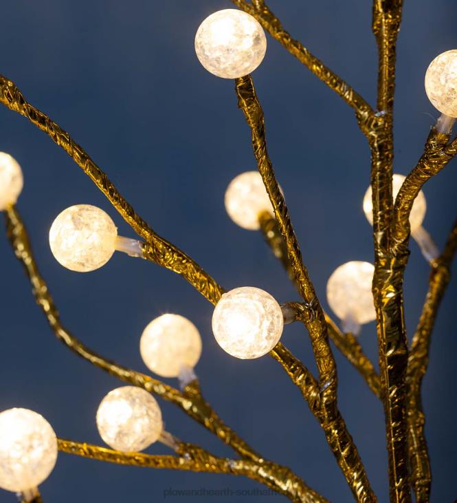 Houseware Plow & Hearth Indoor/Outdoor Gold Metallic Tree with Dual-Function Lights NFLB1673