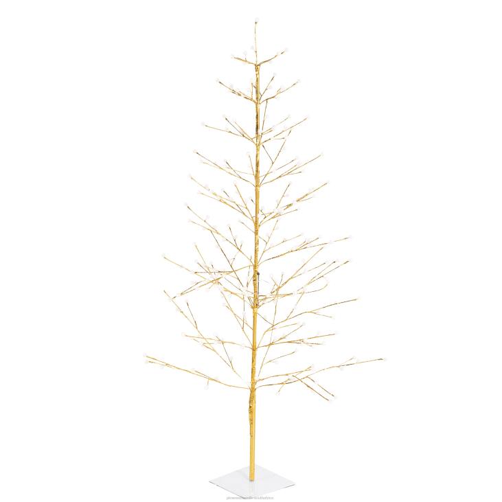 Houseware Plow & Hearth Indoor/Outdoor Gold Metallic Tree with Dual-Function Lights NFLB1673