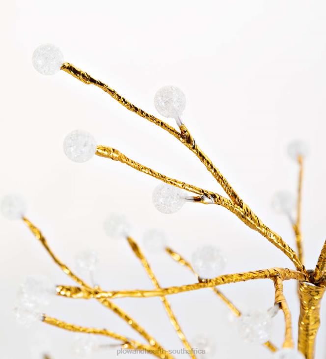 Houseware Plow & Hearth Indoor/Outdoor Gold Metallic Tree with Dual-Function Lights NFLB1673