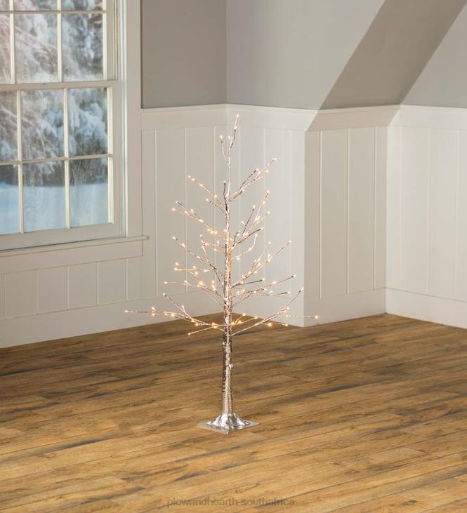 Houseware Plow & Hearth Indoor/Outdoor Silver Metallic Tree with Dual-Function Lights NFLB1672